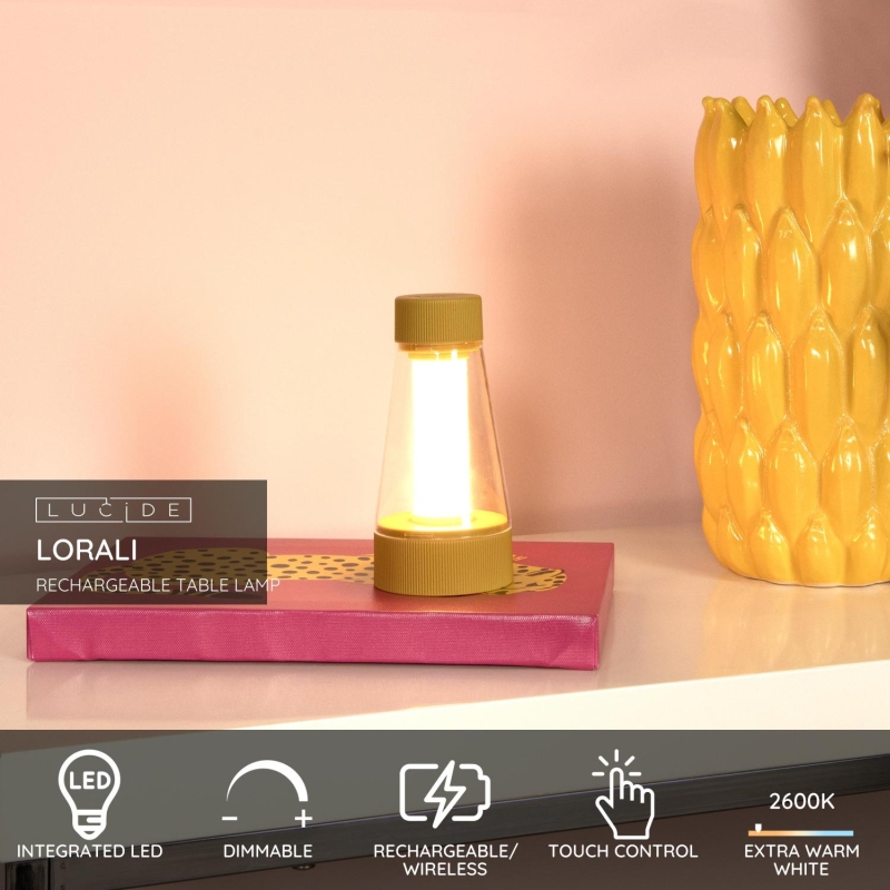 Lucide LORALI - Stolná lampa - LED Dim. - IP44 - 3 StepDim - Okrová žltá